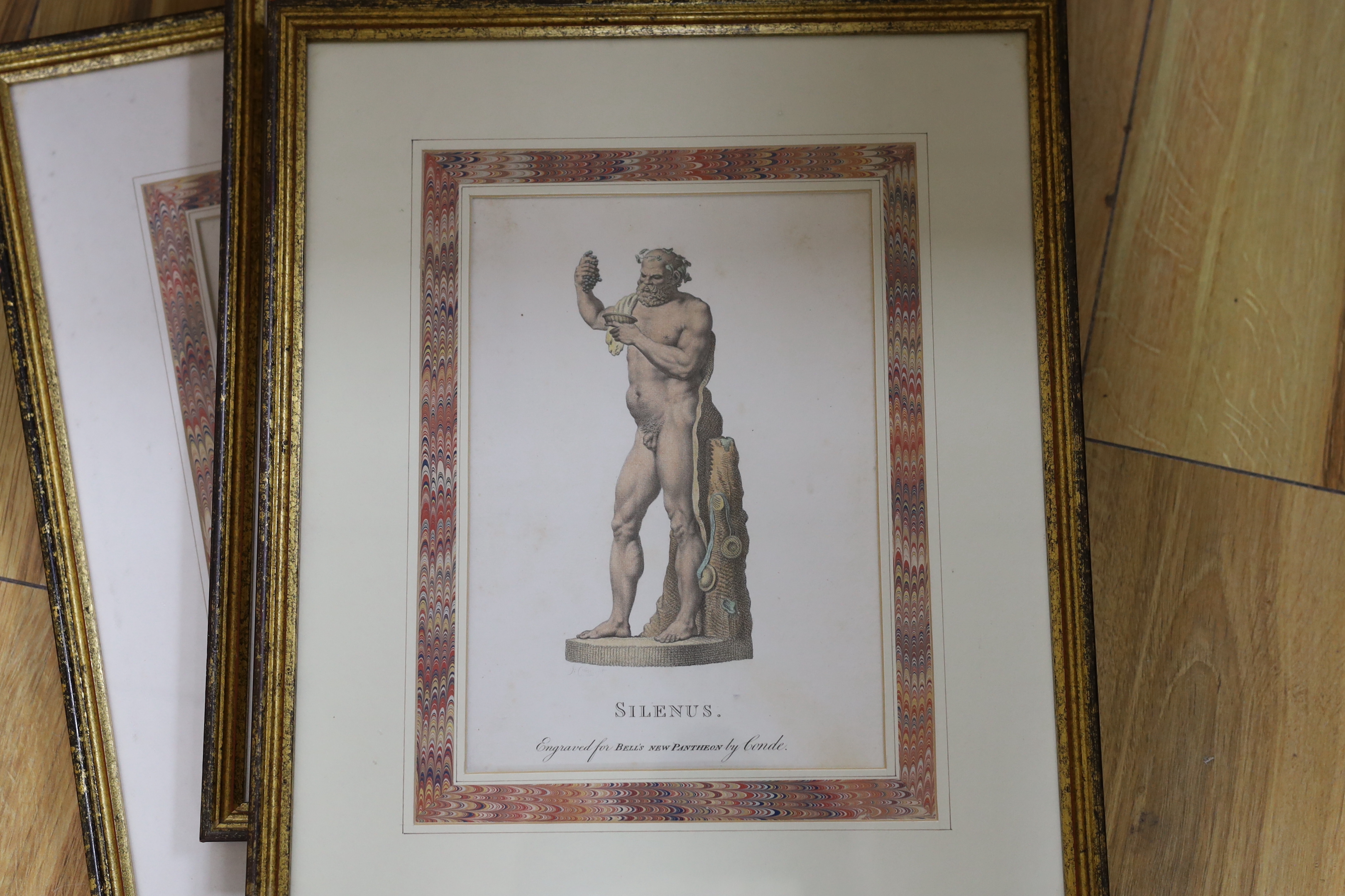 J Condé, set of twelve colour engravings, for Bells New Pantheon, some printed for John Bell, 1789, including ‘A centaur ‘and ‘The Graces’, each 23 x 16cm